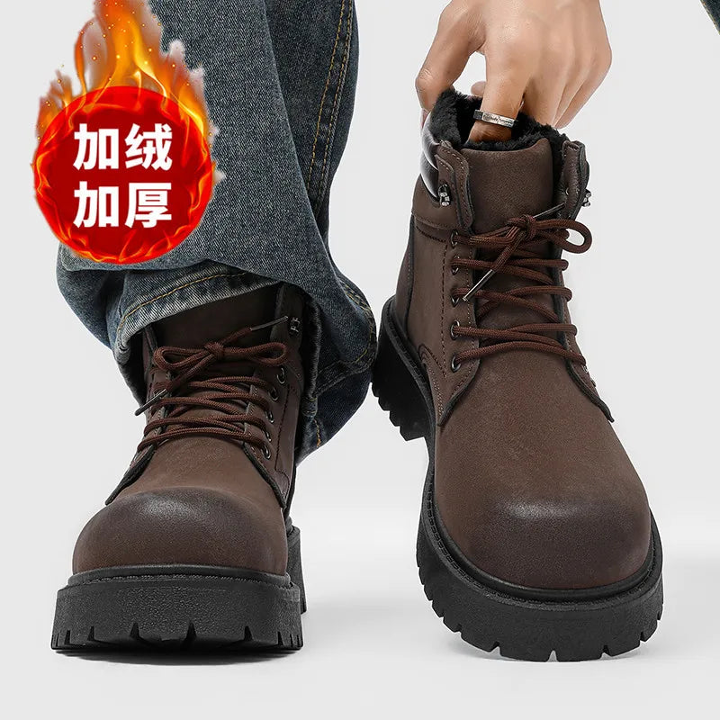 Men Boots Winter Slippers Warm Waterproof Non-slip Plush Sneakers