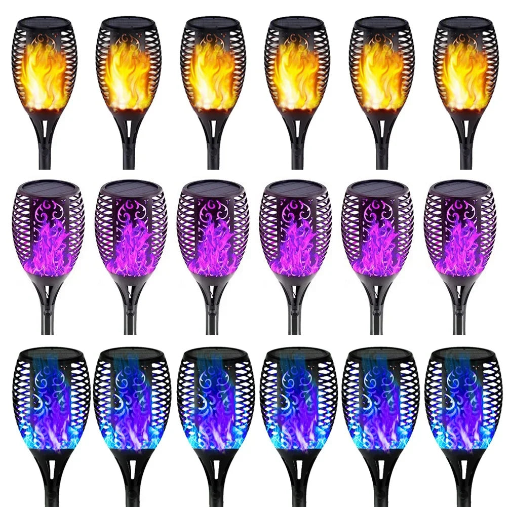Outdoor Solar Flame Light Flickering Blue RGB Purple Lamp Waterproof Zpaxo
