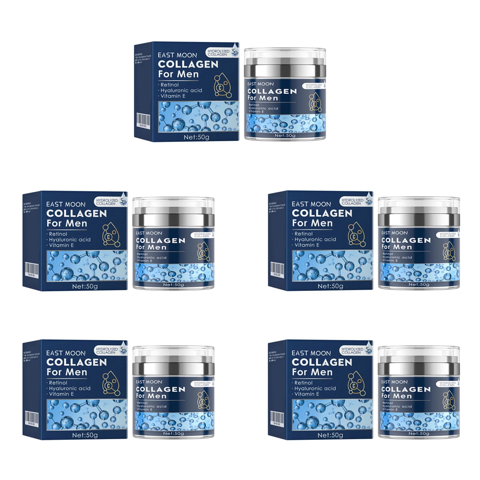 Men's Retinol Collagen Face Cream – Anti-Wrinkle & Firming Men's Face Cream Zpaxo 5 x 50g Boxed