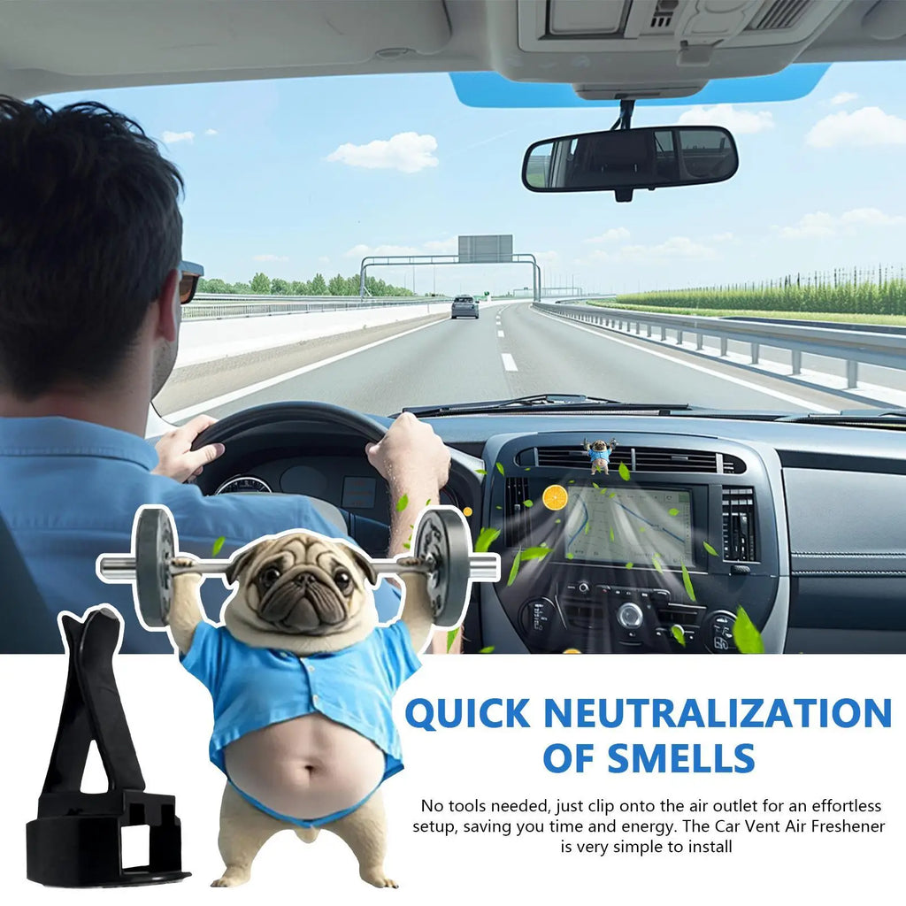 Car Vent Air Freshener Clips 2D Acrylic Weightlifting Dog Shape