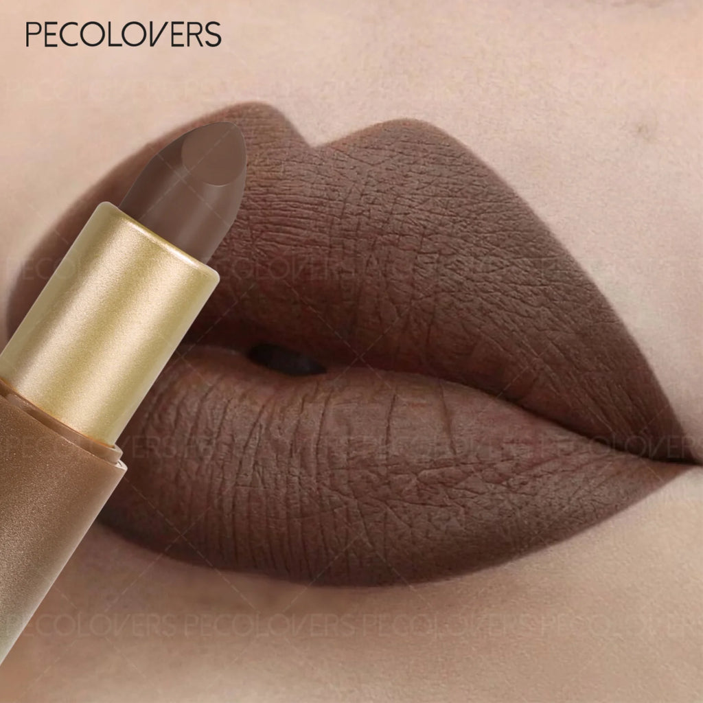 1 Pc Waterproof Brown Lipstick, Water-Resistant Lip Color, Sweat-Proof Lip Stick For Outdoor Activities And Travelers Zpaxo