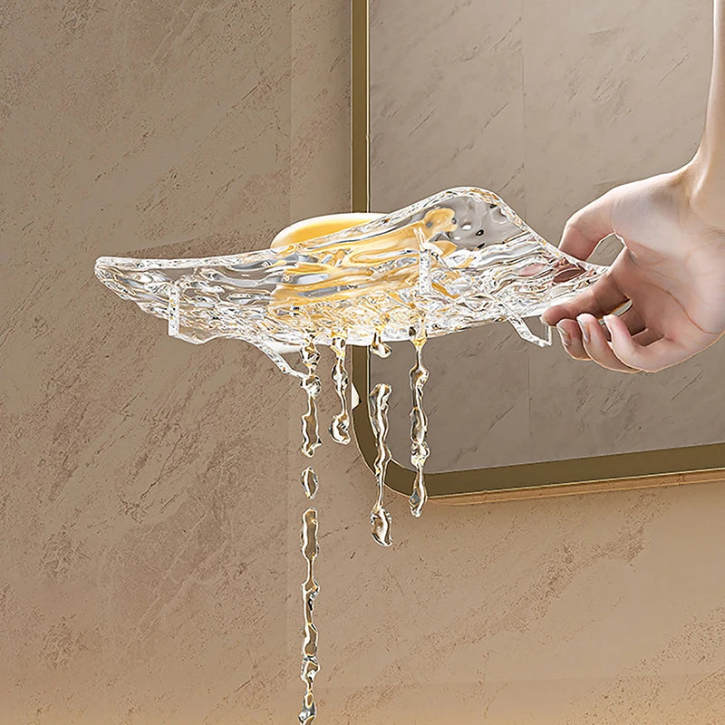 Transparent Soap Box High-End Bathroom Glacier Patterned Soap Storage Rack For Household Use Soap Box Light Luxury Zpaxo