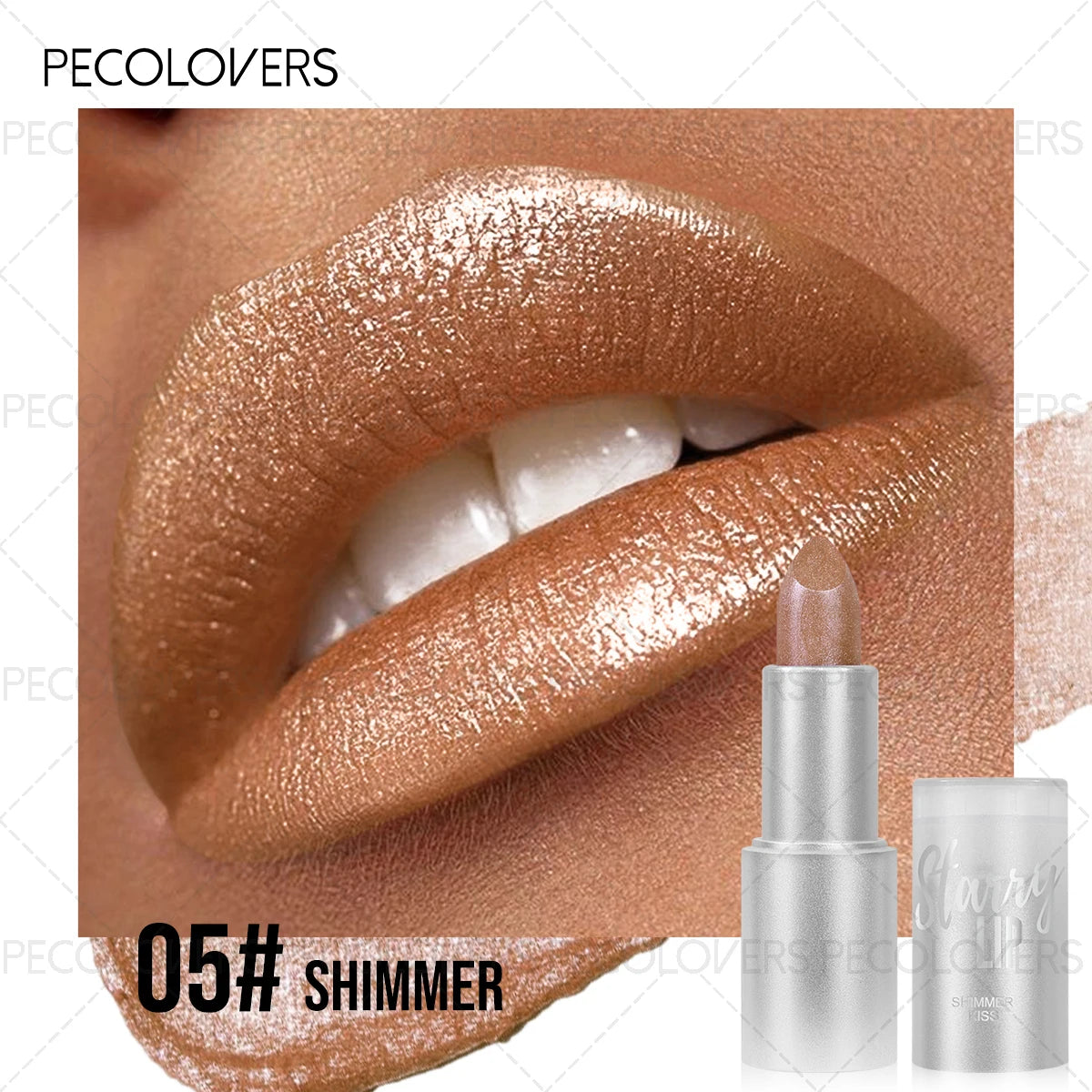 1PC Sparkling Pearlescent Lipstick, Bright Luster, Metallic Effect, Long-lasting Lip Gloss, Shiny Texture, Party Date Makeup Zpaxo 05