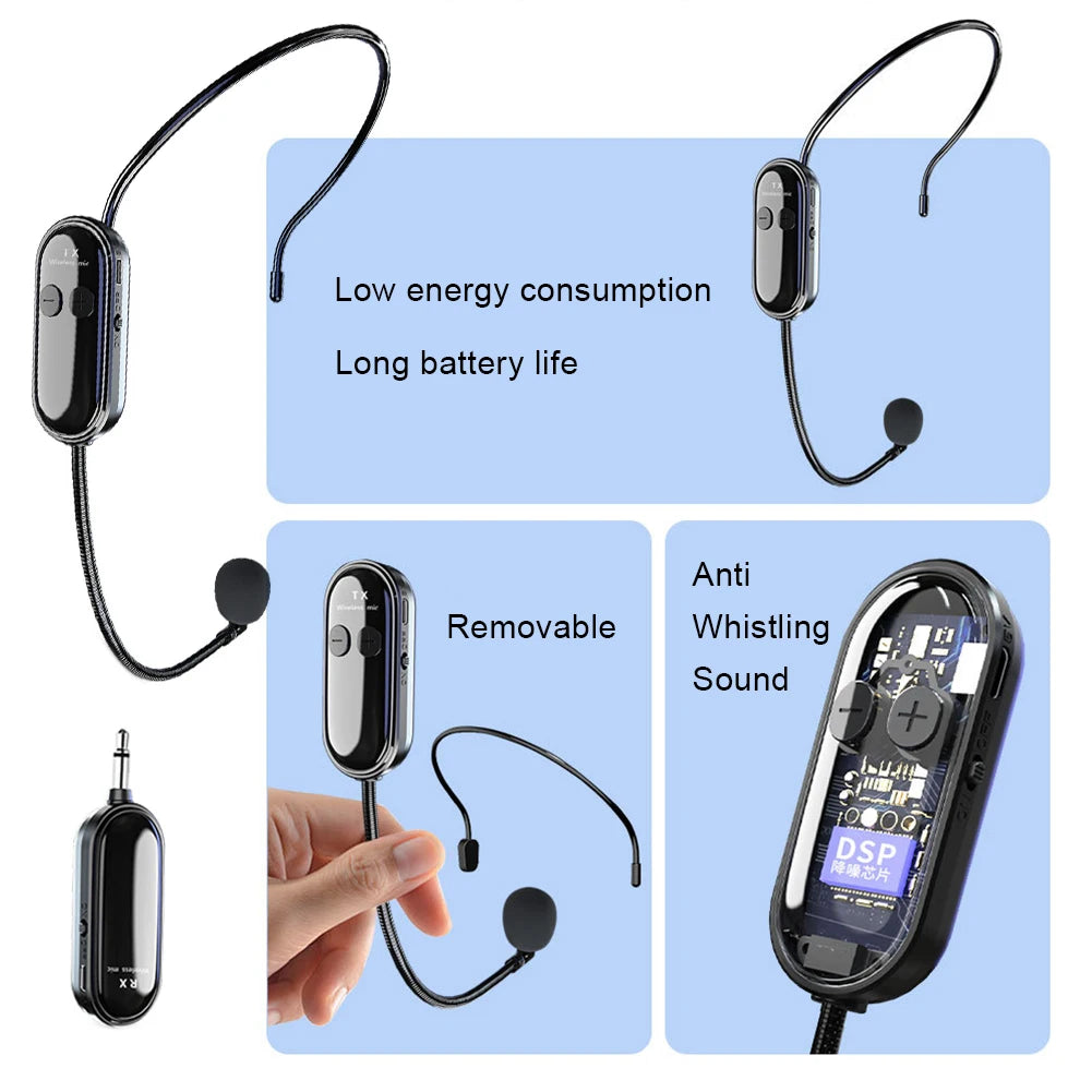 Wireless Microphone Headset Long Range Handheld 1 Mic System Teach