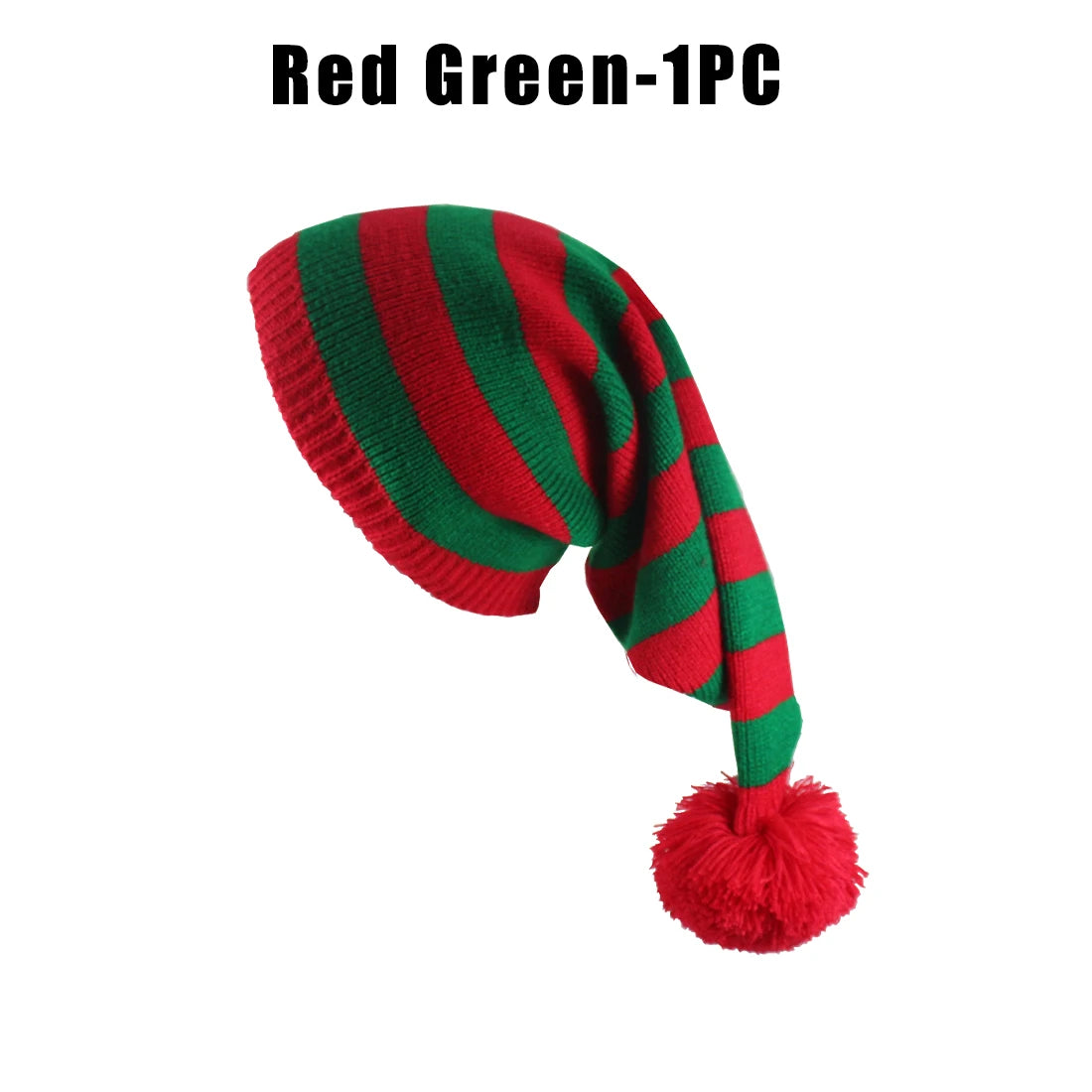 Unisex Christmas Knit Hat European Long-tail Pom Elf Beanie Festive