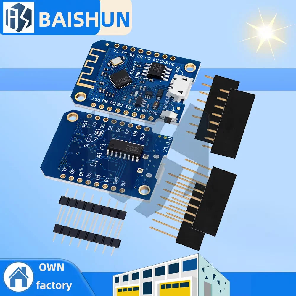 for Wemos D1 Mini V3.0.0 ESP8266 Development Board – WiFi IoT Module with CH340 USB, 4MB Flash for Arduino Zpaxo
