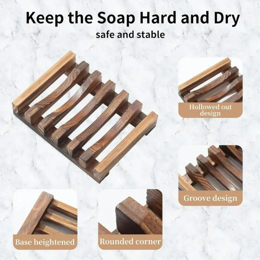 Bamboo Wooden Soap Dish – Self-Draining Shower Organizer Bamboo Soap Dish Zpaxo
