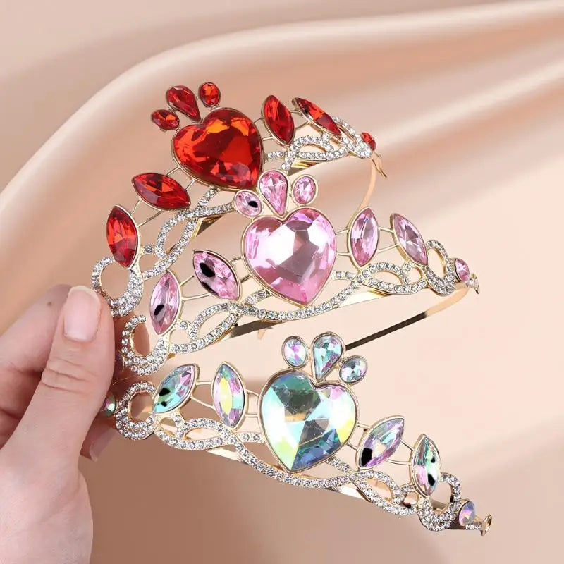 Colorful Elegant Heart Crown Women Perfect Birthday Party Accessory Zpaxo