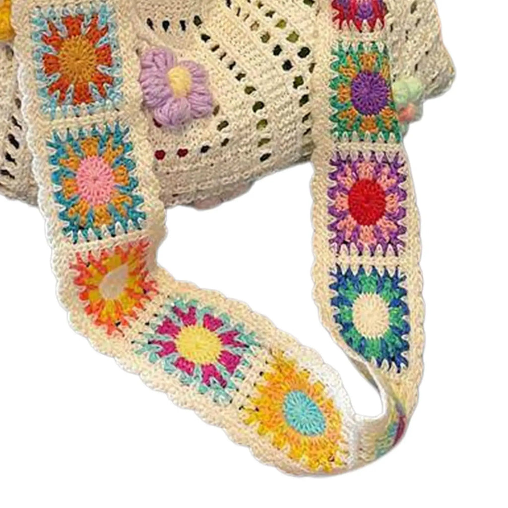 Boho Crochet Flower Bag – Women's Woven Beach Tote Handbag Crochet Tote Bag Zpaxo