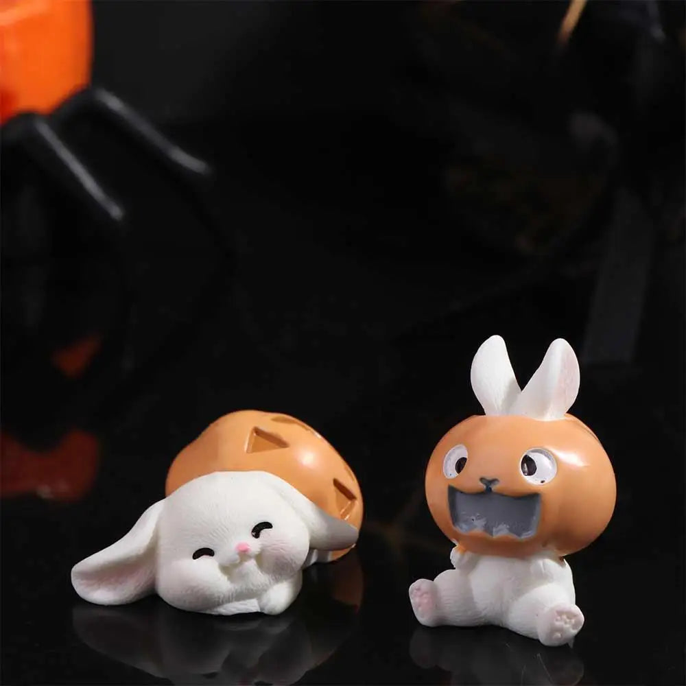 Rabbit Halloween Micro Figurine Ornaments Ghost Pumpkin Decorations Zpaxo