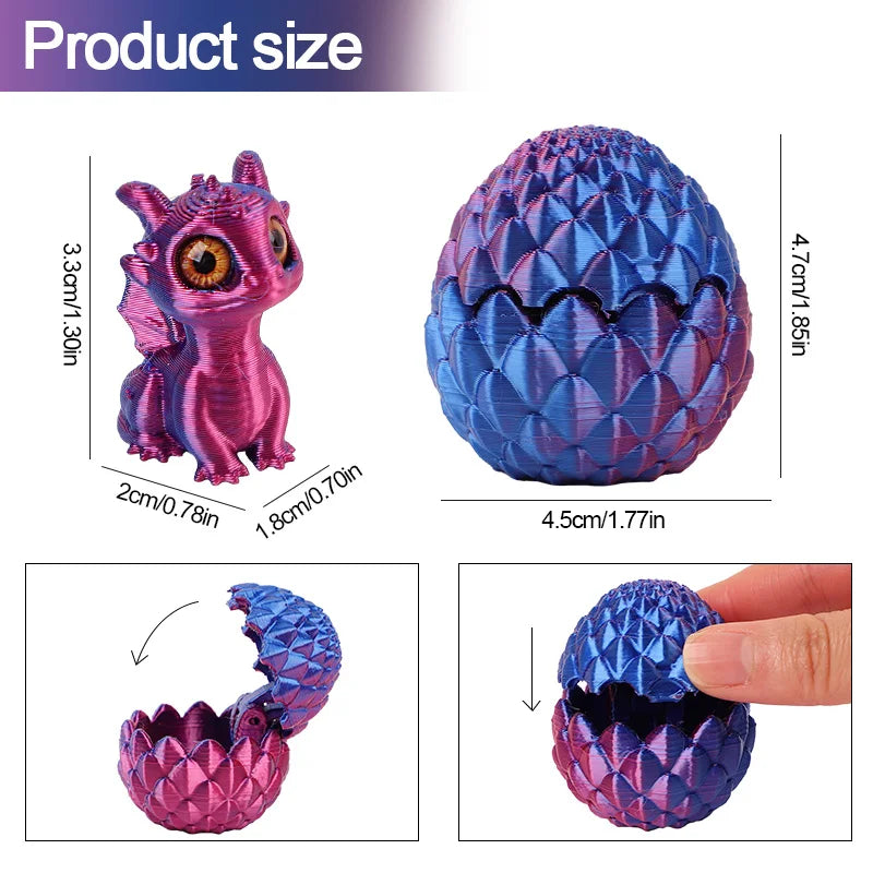 3D Printing Dragon Egg Mini Figure Surprise Kids Birthdays Party Zpaxo