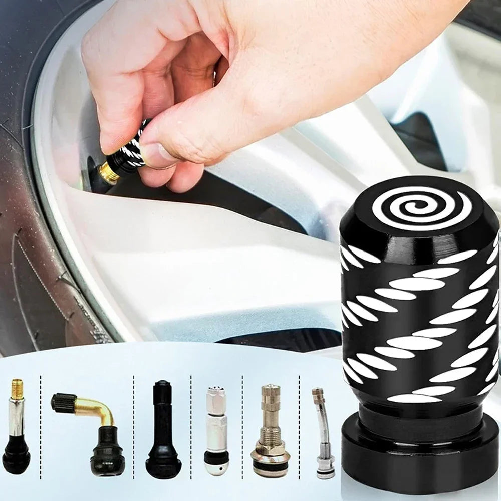 4-Pack Metal Tire Valve Stem Caps – Car, Motorcycle & Bike