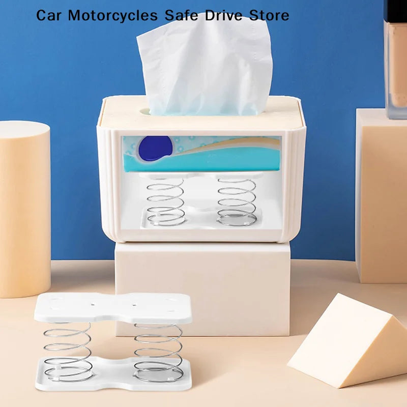 CMCreative Automatic Lift Spring Holder Tissue Box Loaded Bracket Car
