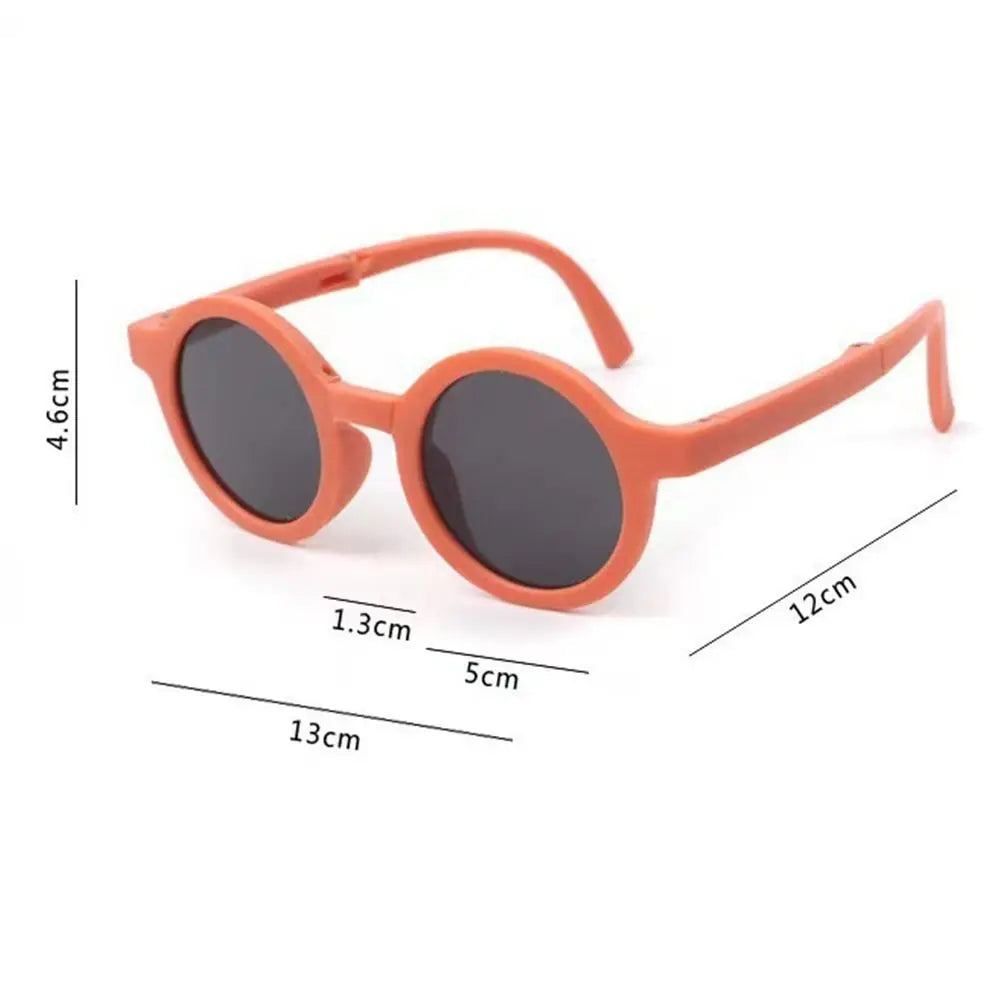 Candy Colored Children's Sunglasses Foldable Design Macaron Colored Macaron Colored Glasses Round Frame Sun Protection Zpaxo