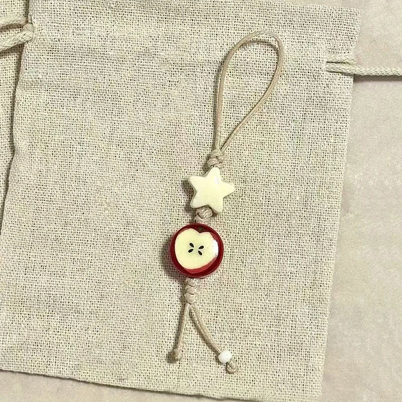 Cute Star Flower Phone Charm Strap Kawaii Ceramic Beaded Lanyard Zpaxo A5