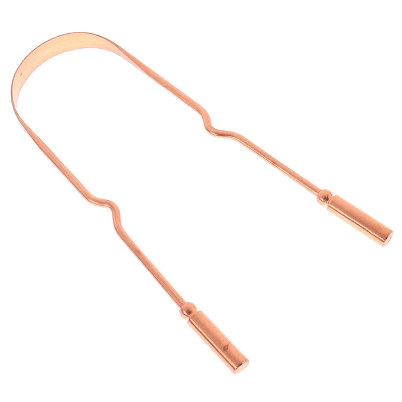 Pure Copper Tongue Scraper Oral Cleaner Brush Fresh Cleaning Hygiene Zpaxo