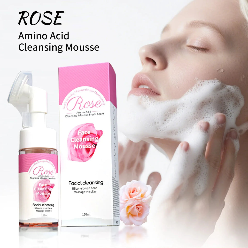 Rose Essential Oil Skincare and Cleansing Mousse, Deeply Cleanses, Controls Oil, Nourishes the Skin, Refreshing, Gentle Not Tightening Zpaxo 120ml