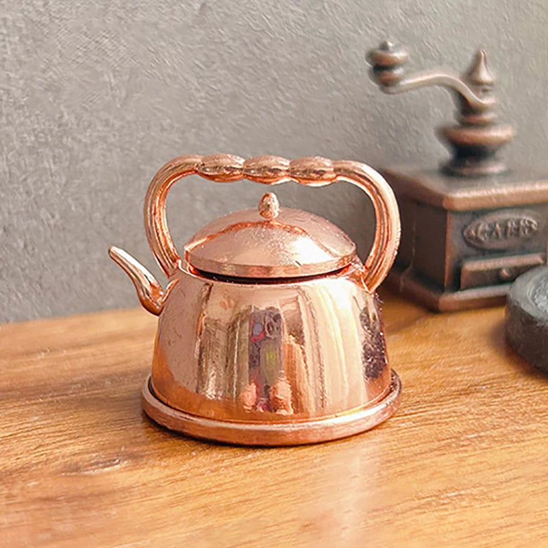 ▶1PCS 1:12 Miniature Teapot Tea Kettle Dollhouse Kitchen Food Accessories Dolls House Kitchen Furniture Teapot Zpaxo E