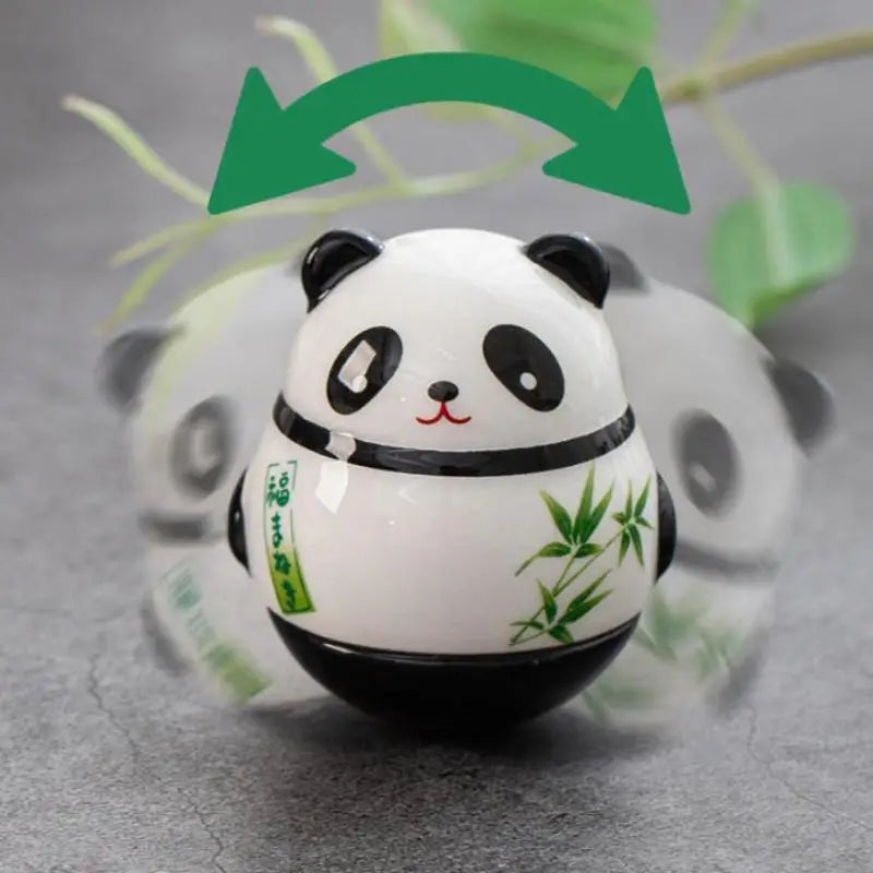 Japanese Ceramic Panda Doll Crafts Tumbler Toy Lucky Charm Fortune Zpaxo