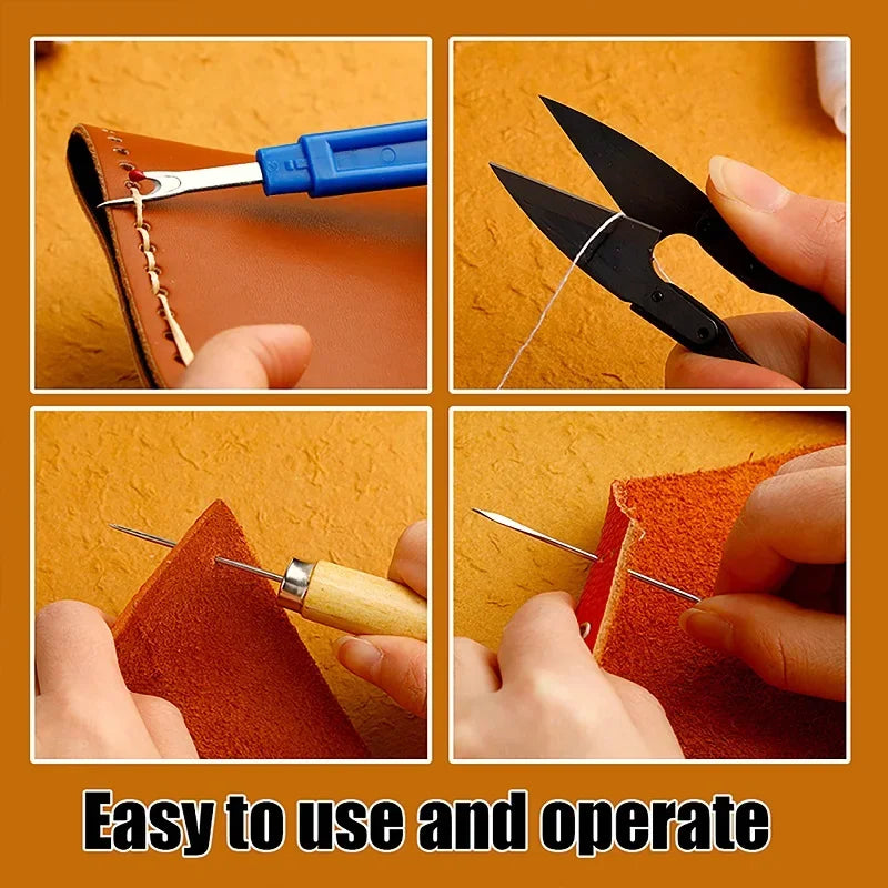 Leather Craftsmanship DIY Leather Sewing Kit Interior Decoration Repair Kit, Comes with Sewing Umbrella Scissors Tool Kit, Suita Zpaxo