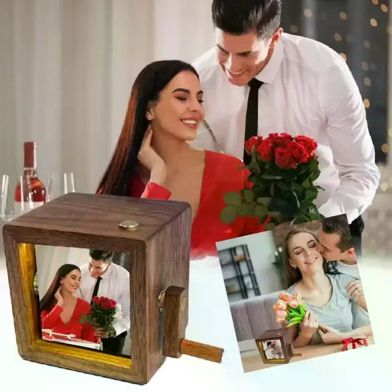Hand Motion Page-turning Photo Machine Decorative Easy To Install Luminous Hand Crank Photo Flip Book Frame 8/16 Photos Zpaxo