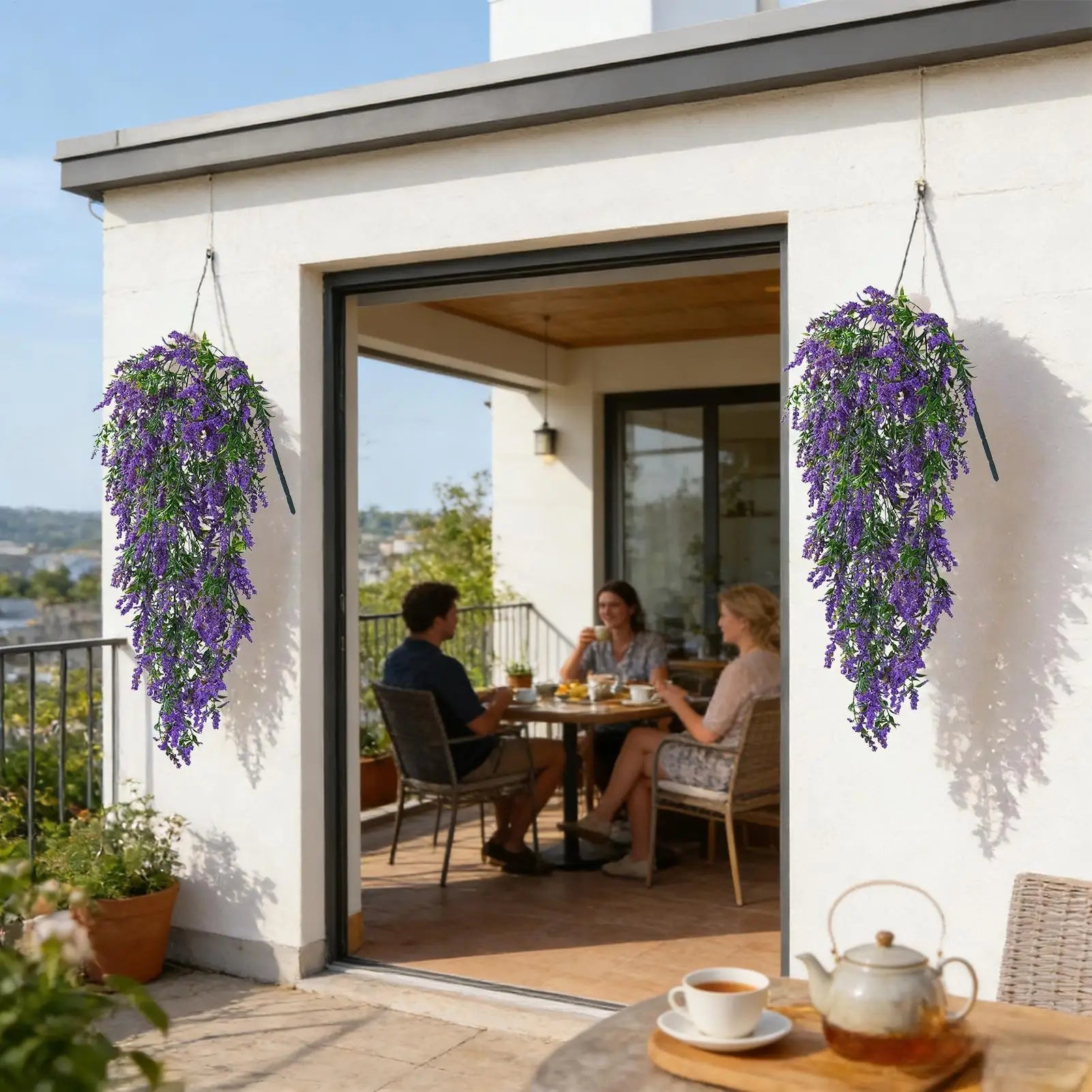 Balcony Faux Flowers 2-Pieces Decorative Hangable Trailing Vines