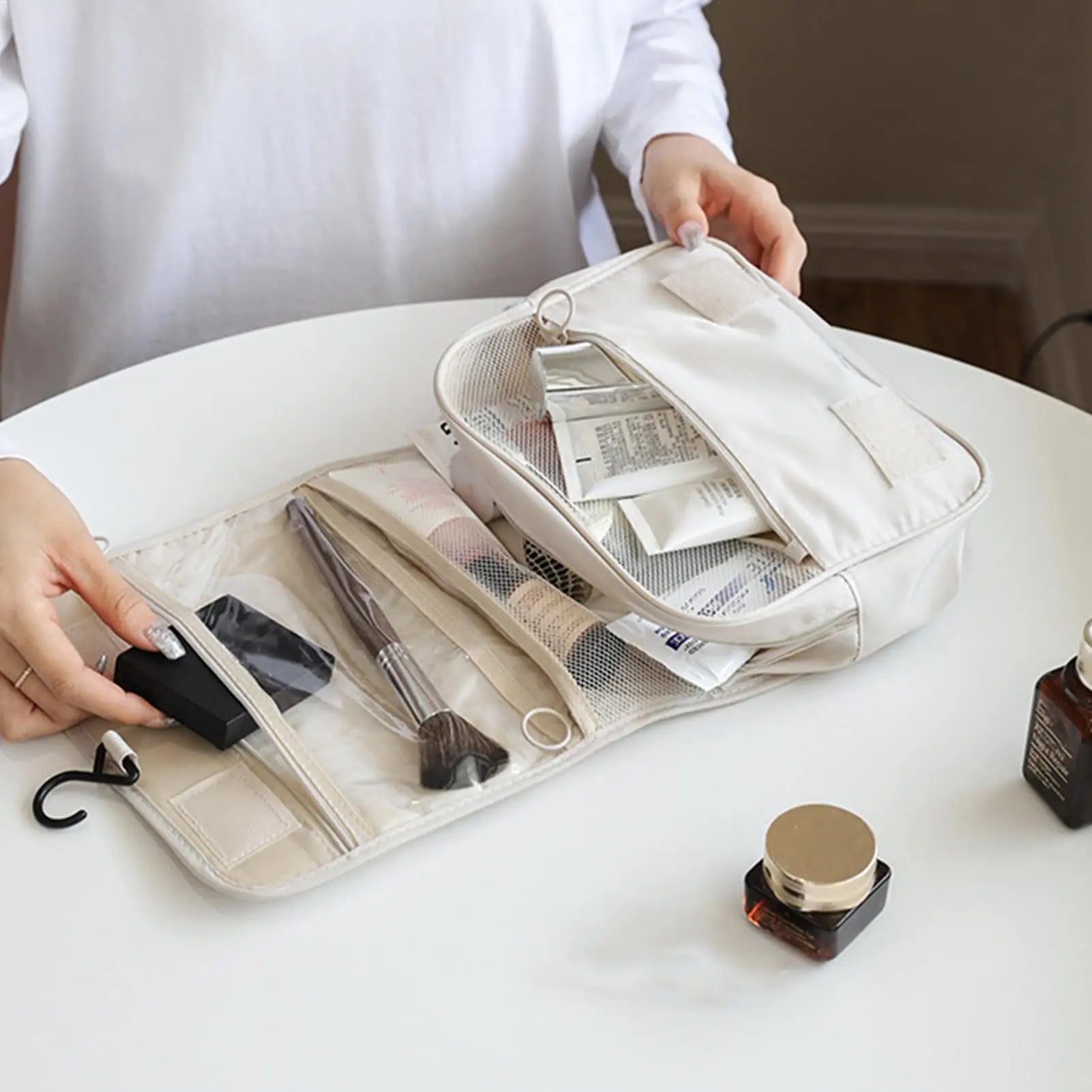 Toiletry Travel Bag Hangable Makeup Organizer Cosmetics Storage Pouch