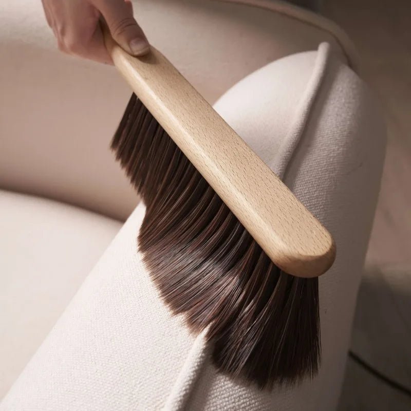 1pc Hand Broom Counter Duster Dusting Brush for Home Cleaning, Soft Dust Brush with Long Wooden Handle for Bed Sofa Furniture Zpaxo