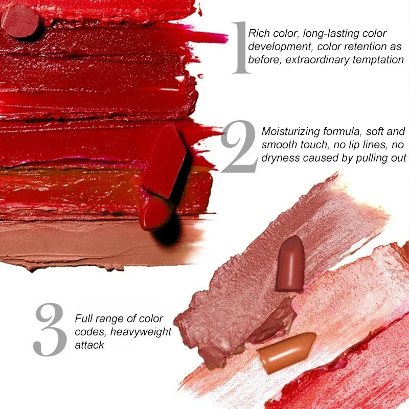 6 Color Lace Lipstick Waterproof Matte Brick Red Lipstick Non-Stick Cup Lasting Velvet Lip Balm Highly Pigmented Lips Cosmetic Zpaxo