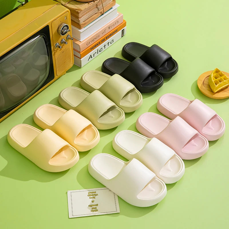 Unisex House Shoes Non-slip Thick Soft Platform Slide Slippers Women