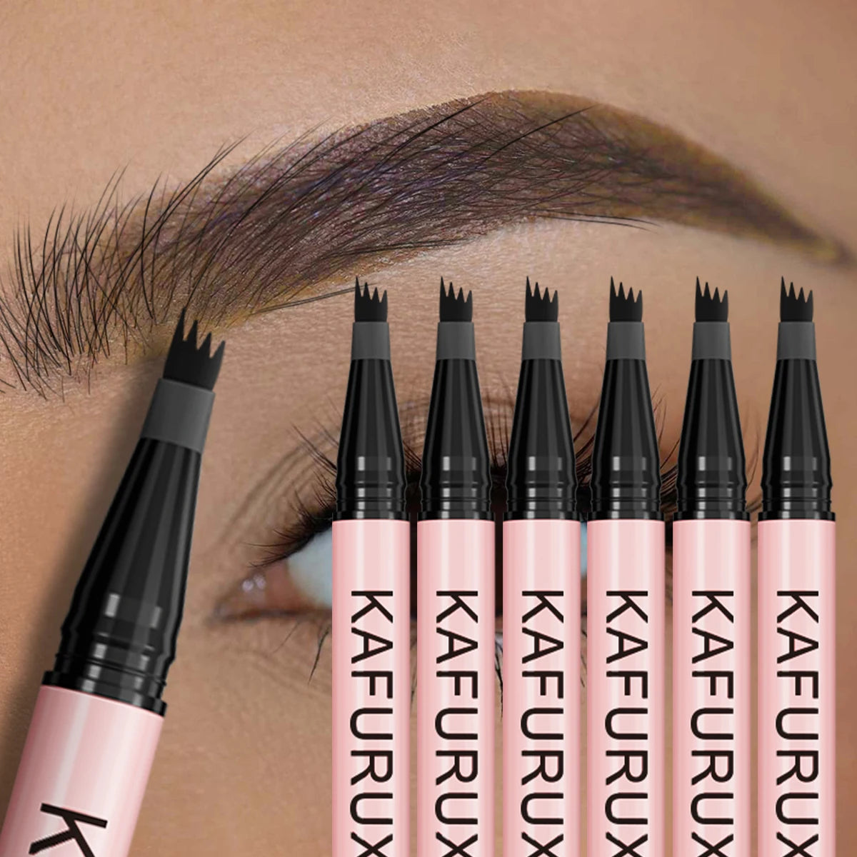 6 Colors Brown Eyebrow Pen Waterproof 4 Split Tip Black Eyebrows