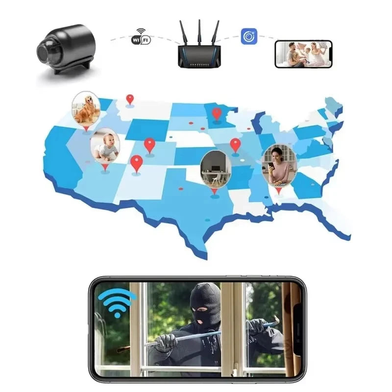 HD 1080P X5 Mini Camera IP Camera Recorder Wireless WiFi Baby Monitor Indoor Safety Security Surveillance Night Vision Zpaxo