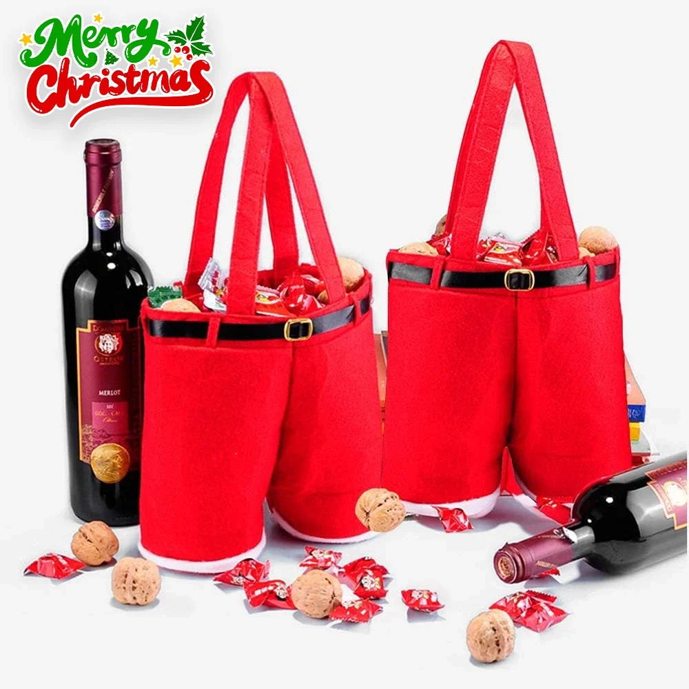 Merry Christmas Supports Candy Wine Bottle Holder Santa Claus