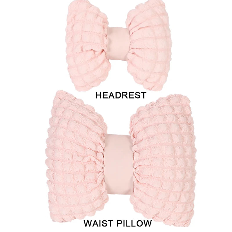 Cartoon Bowknot Car Neck Pillow & Lumbar Cushion – Cute Pink