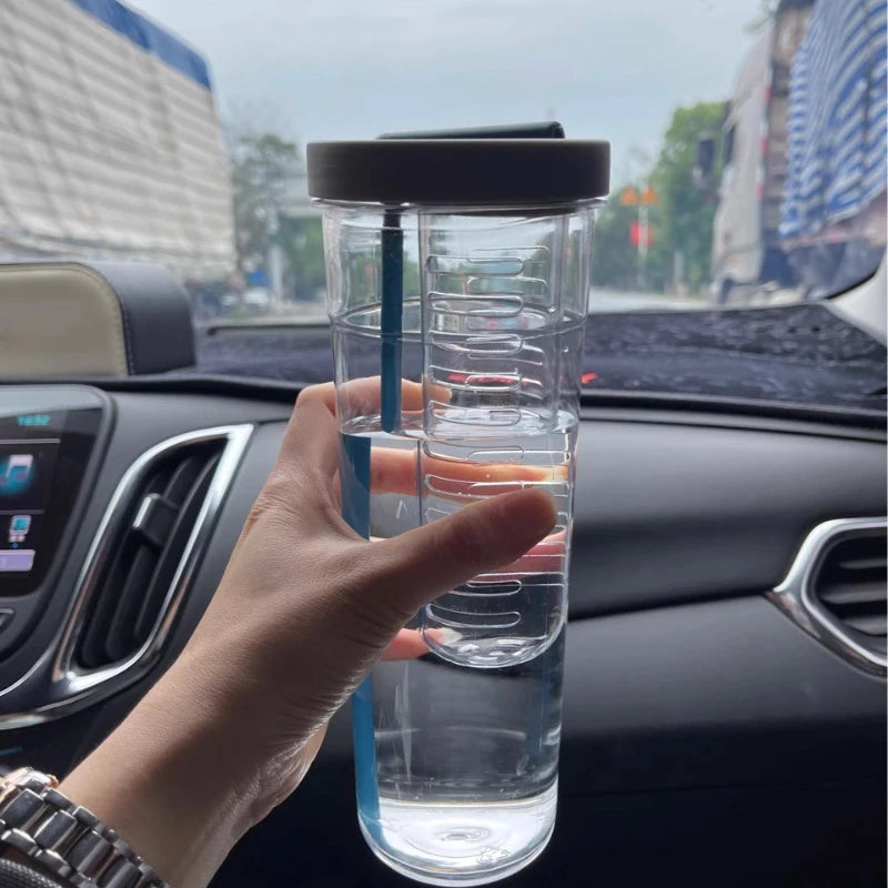 Hot Plastic Water Bottle with Straw Fruit Infuser Tea Juice Cup Fitness Outdoor Travel Bottles Kettle Transparent Straw Cup yuzi Zpaxo