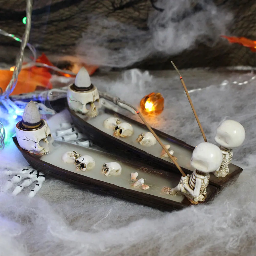 Skull Boat Incense Holder Ghost Fishing Burner Creative Skeleton