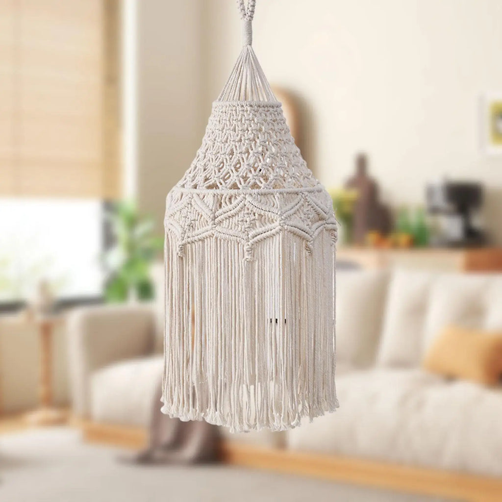 Macrame Lamp Shade – Handwoven Boho Cotton Rope Pendant Light Macrame Lamp Shade Zpaxo
