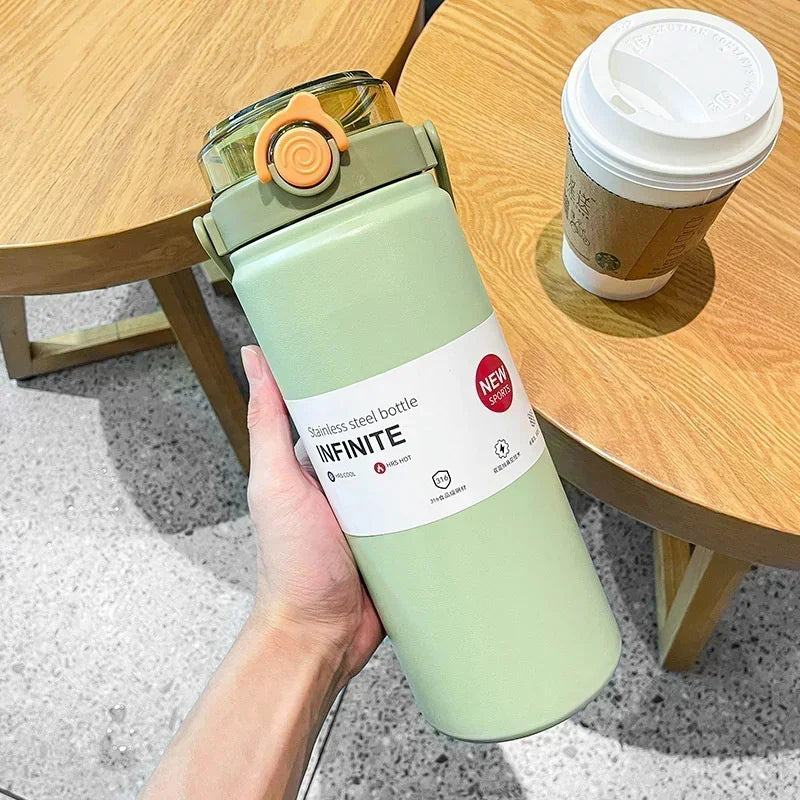 Large Capacity Thermo Bottle Straw Stainless Steel Thermal Water Keep