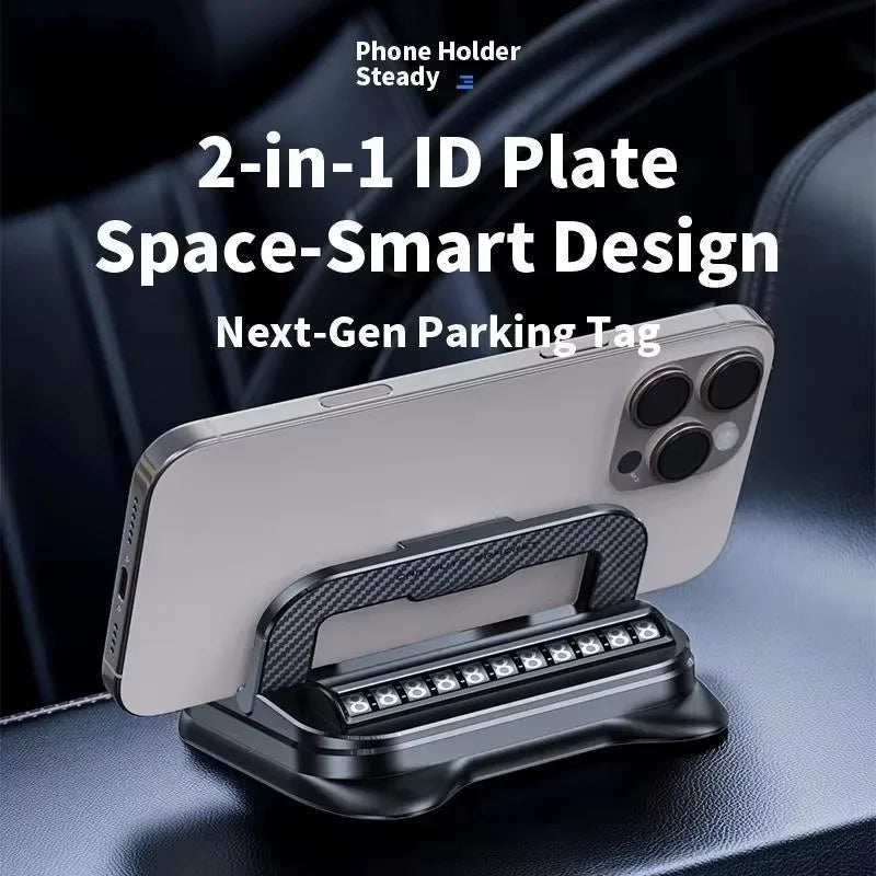 2 in 1 Car Phone Holder With Number Plate Multi Phone Holder Adhesive Stable Anti Shake Car Dashboard Navigation Bracket Zpaxo