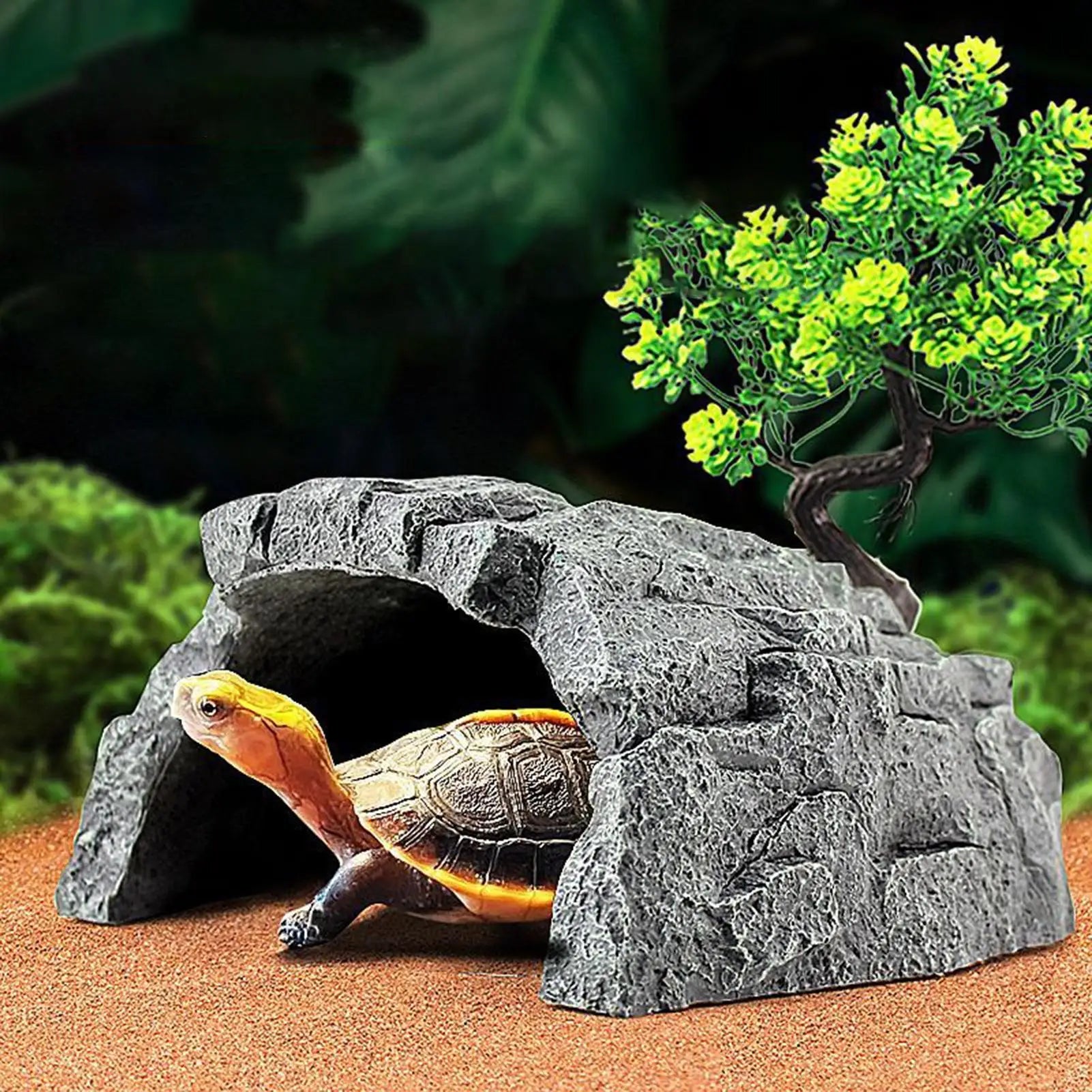 Resin Reptile Cave Hideout Habitat Decor Rock Shelter House Lizard