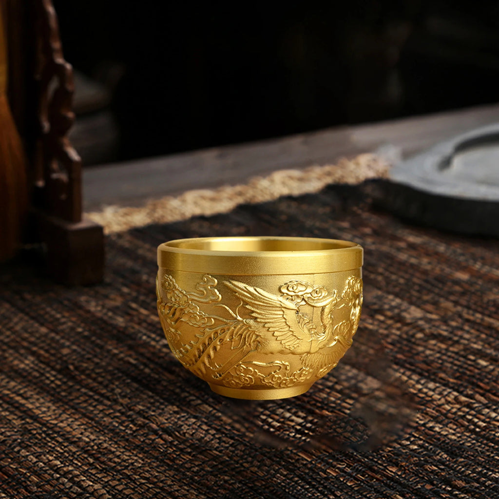 Brass Feng Shui Bowl Luck Hotelware Success Drinking Cup for Desk Study Wealth Success Good Luck Office Home Decoration Zpaxo