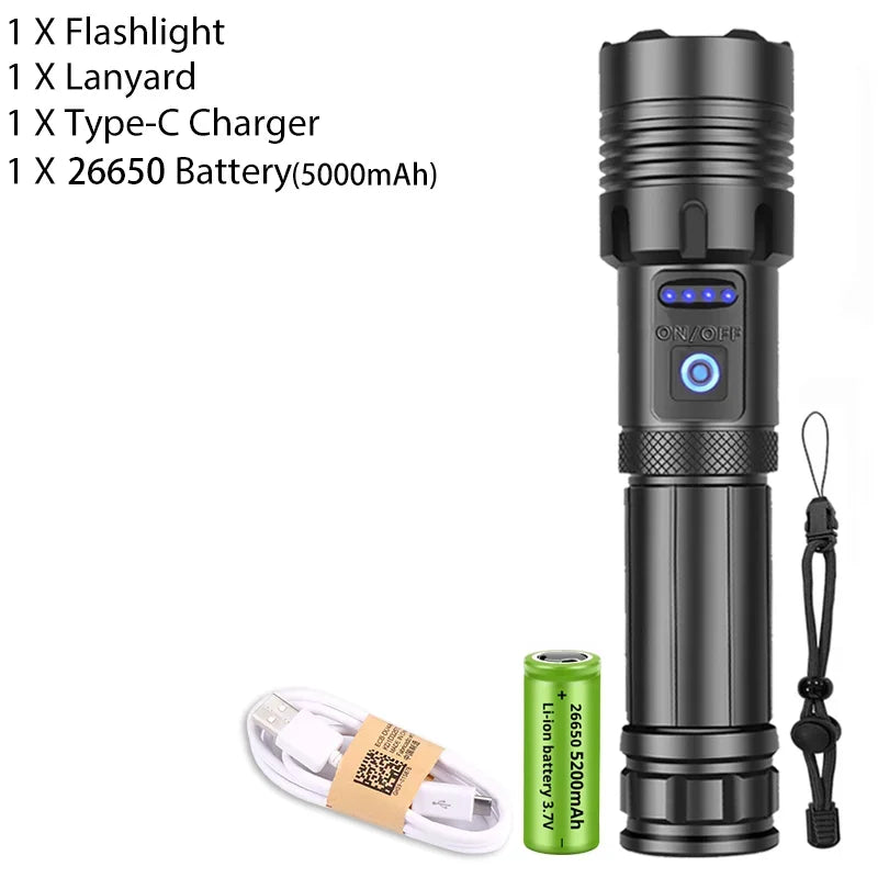 ESMARTER XHP120 COB Rechargeable Tactical Flashlight – Zoomable