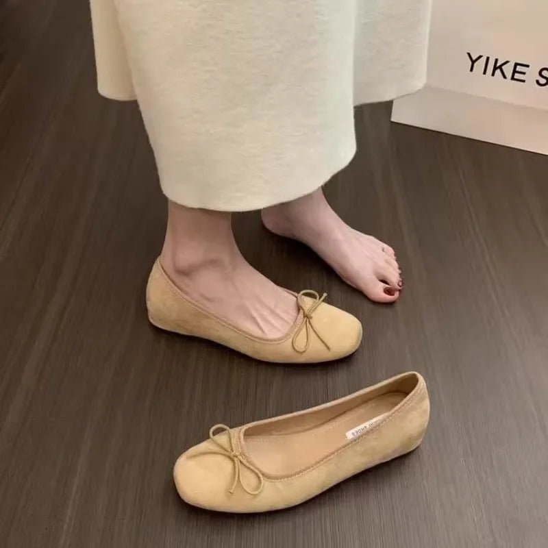 Flat Shoes for Women Spring Autumn 2025 New Square Toe Velvet Retro Black Loafers Women Ladies Shoes Plus Size 42 43 44 Zpaxo