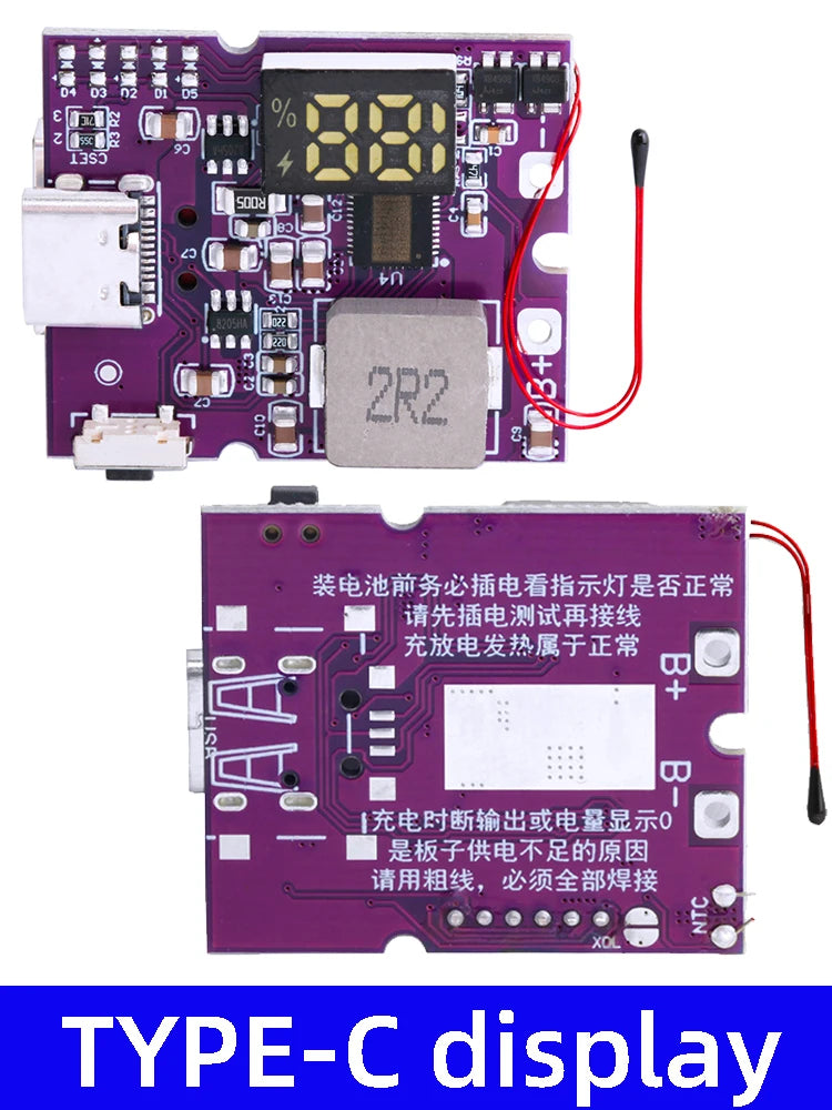 22.5W Power Bank Bidirectional Fast Charging Mobile Power Module Circuit Board With Digital/Light Type-C USB Suppor PD/QC3.0 2.0 Zpaxo type-c display 10pcs