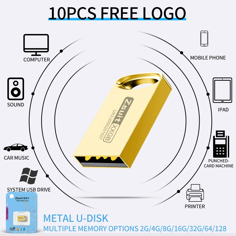 Z suit 10PCS/Wholesale USB Flash Memory 64G S+ Chip Waterproof Pen Drive 32G Individual Pack Free Set Logo Pendrive 3.0 U Disk Zpaxo
