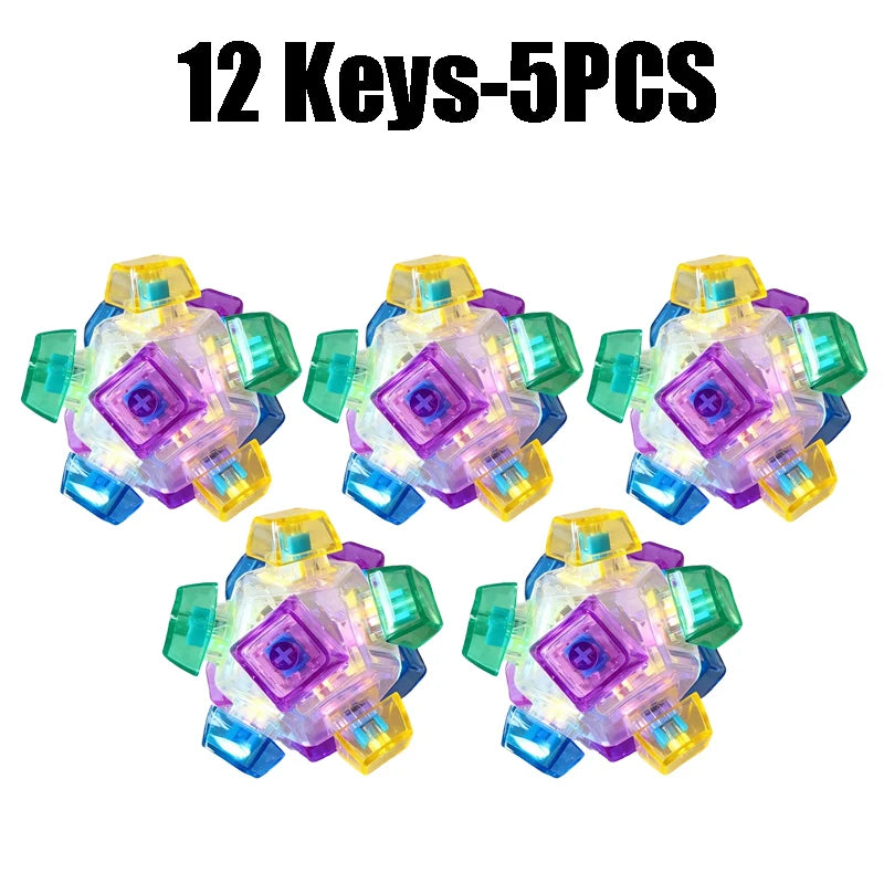 LED Light-up Keyboard Keychain Clickable Buttons Stress Relief Fidget Zpaxo 12 Keys-5PCS