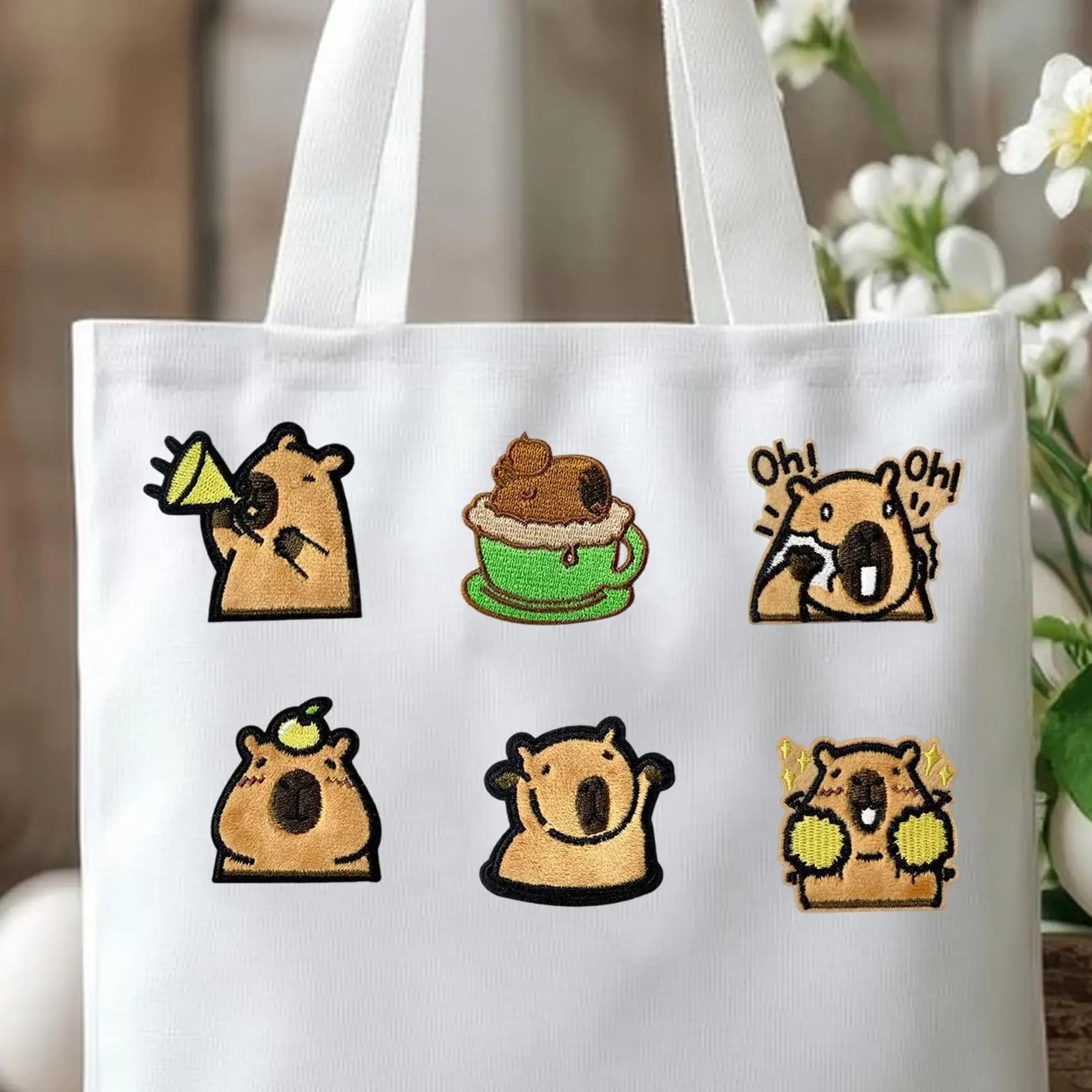 Animal Iron Patches Capybara Shape Backpacks Cute Embroidered