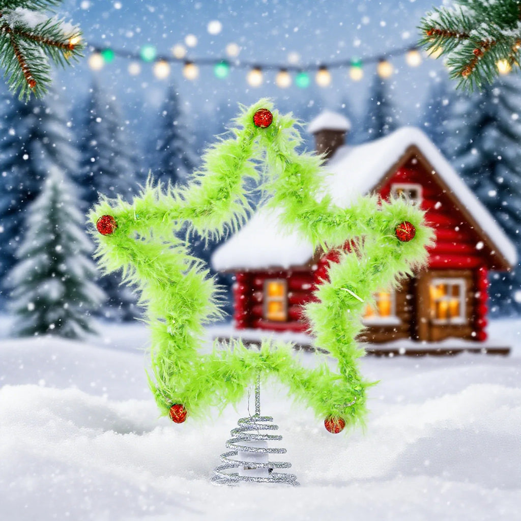Green Star Christmas Tree Topper – Plush & Iron Ornament Christmas Tree Topper Zpaxo