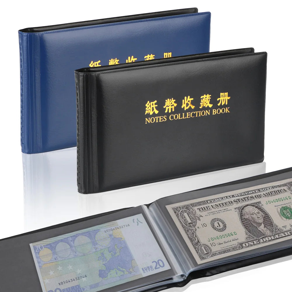 Money Banknote 30 Pages Paper Collection Album Pockets Protective Bag