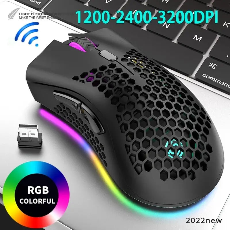 BM600 Rechargeable USB Wireless RGB Light Honeycomb Gaming Mouse Zpaxo